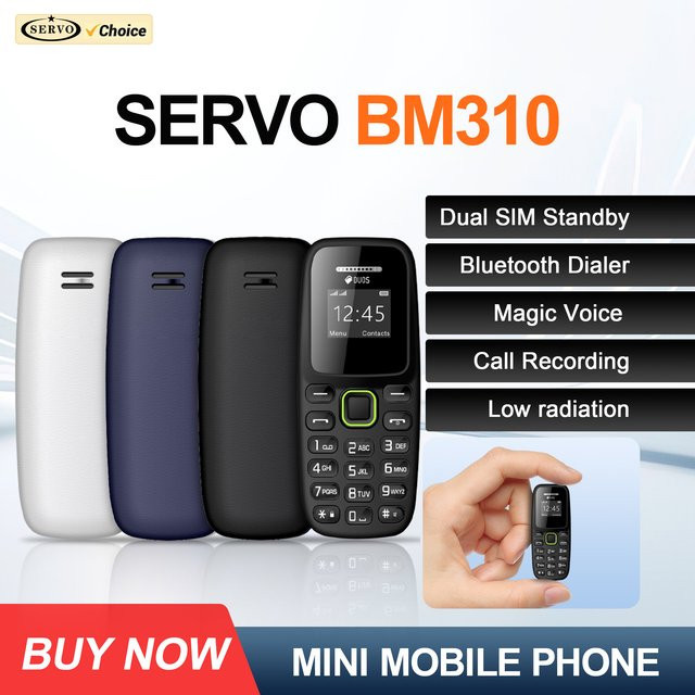 SERVO BM310 Mini-Mobiltelefon in Schwarz mit Dual SIM, Anrufaufzeichnung und MP3-Player, 2G-Netz - Bild 1