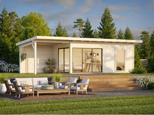 Gartenhaus PALMAKO Andrea Slide aus Fichtenholz in Braun mit Pultdach und Vordach, B/H/L: 898 x 264 x 300 cm - Bild 1
