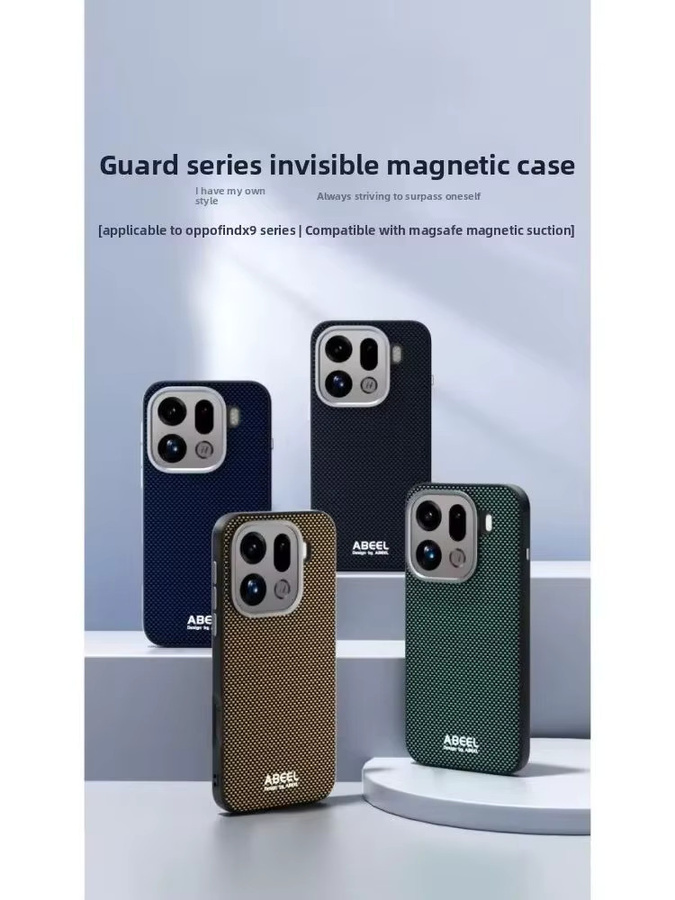 Oppo Wireless Charge Case Texture Business Smooth-Touch Relief mit Legierung Objektiv und stoßfestem Schutz für Find X9 Pro, X8/S Ultra und Reno 14Pro in Schwarz - Bild 4