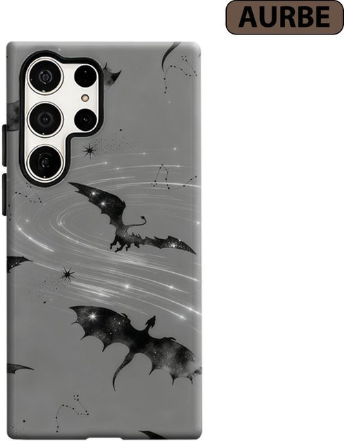 Aurbe Handyhülle für Samsung Galaxy S26 S25 S24 S23 Ultra Plus mit Mystischer Sternen-Drachen Optik in Grau aus Hartplastik - Bild 1