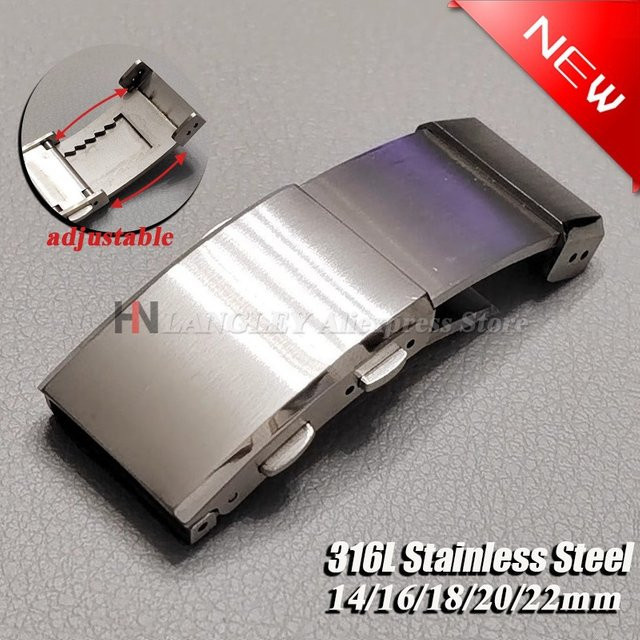 Uhrenzubehör Edelstahl-Schnalle, Silber, 14/16 mm, 18 mm, 20 mm, 22 mm - Bild 1