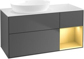 V&B Waschtischunterschrank Finion mit Wandbeleuchtung, Anthrazit lackiert, Breite: 120 cm, Tiefe: 50,1 cm - Bild 1