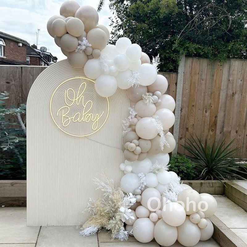 Ballon Girlande Bogen Kit in Weiß und Beige für rustikale Hochzeits-, Geburtstags- oder Babyparty Dekorationen - Bild 1
