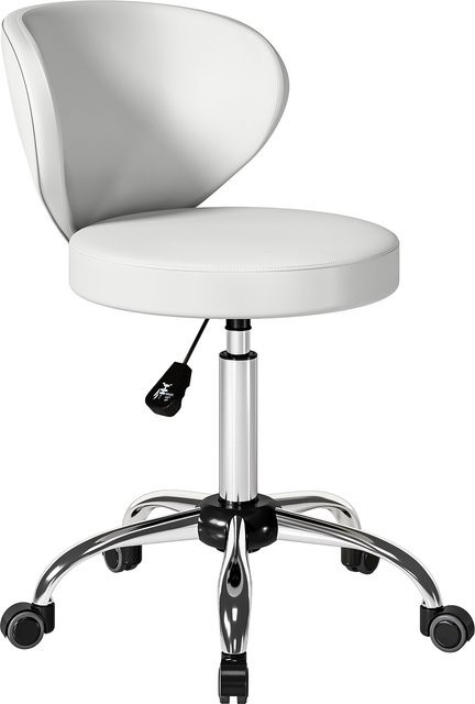 HOMCOM Rollhocker mit Rückenlehne in Weiß, höhenverstellbarer PU-Massagehocker mit 360 Grad Drehung und Stahlgestell für Massagesalon, Tattoo-Studio oder Klinik - Bild 1