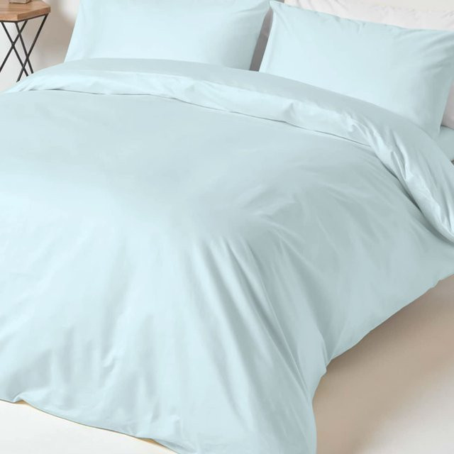 Pizuna Bettbezug-Set aus Baumwoll-Mako-Satin, 4-teilig, Baby Blau, 400 Thread Count - Bild 1