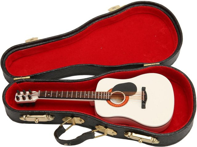 GoolRC Mini Gitarrenmodell aus Holz in Weiß und Rot, Länge: 13 cm - Bild 1