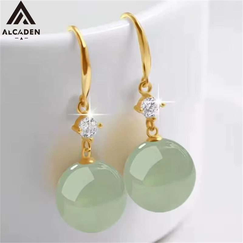 Retro Palace Hotan Jade Damen Ohrringe, Zirkonia, Gold - Bild 1