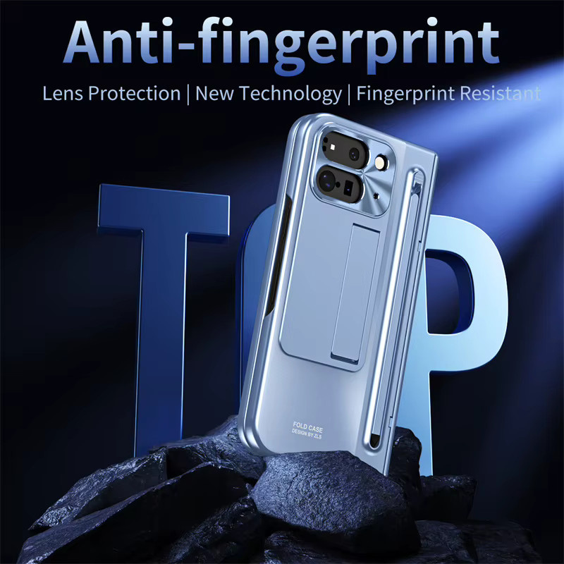 Mattierte Linsenschutz-Handyhülle in Gold für Google Pixel 10 und 9 Pro mit faltbarer Scharnierabdeckung und HD-Hartglasfolie - Bild 2