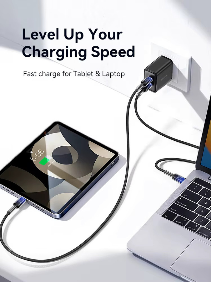 Joyroom USB C Schnellladedatenkabel 100 W in Weiß für iPhone 16/15, Huawei, Samsung, Xiaomi und MacBook Pro - Bild 2