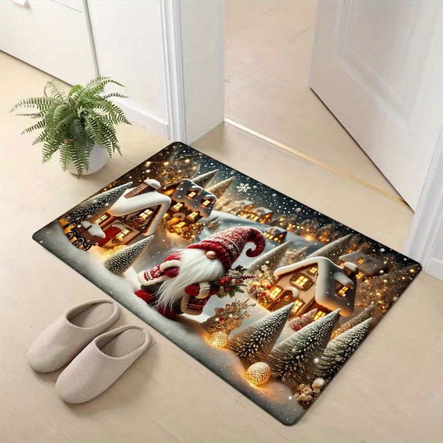 VIKAMA Weihnachts-Fußmatte mit Kobold-Motiv in Rot und Multicolour, B/T: 60 x 40 cm - Bild 1