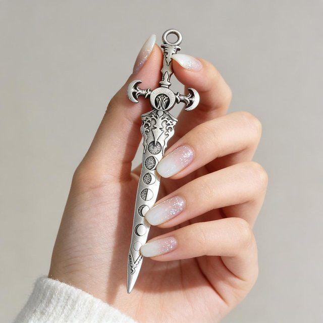 Haarspange, antik silber, Mondphasen-Details, Damen - Bild 1