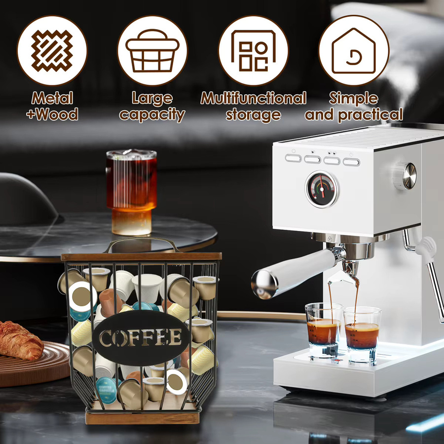 Willstar Kaffeekapselhalter aus Metall mit Holzdeckel in Gold oder Schwarz - Bild 2