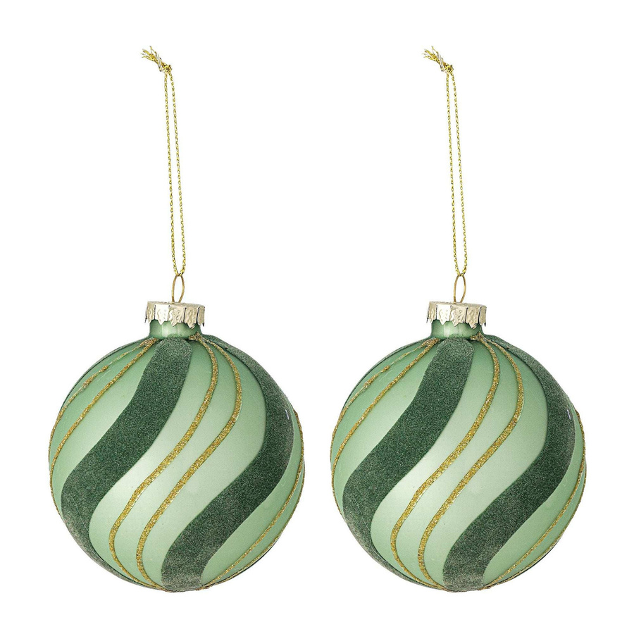 Bloomingville Weihnachtskugeln Sunita aus Glas in Grün und Gold, 2er-Set, Durchmesser: 8 cm - Bild 1