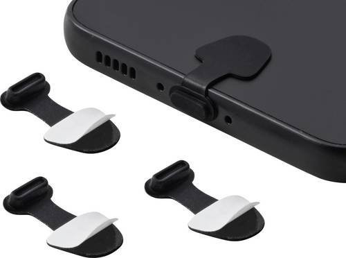 Renkforce USB-C Staubschutz für mobile Geräte, 3er-Set, Schwarz - Bild 1