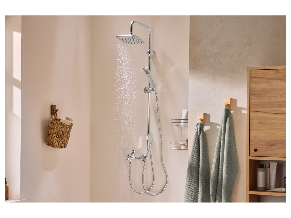 LIVARNO Überkopfbrause-Set mit Regendusche, Massagefunktion und Handbrause in Chrom - Bild 2