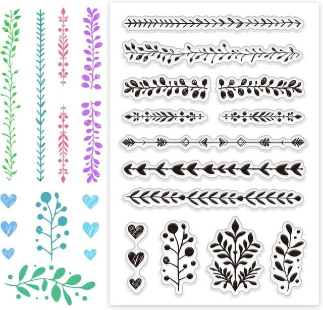 Transparenter Silikonstempel mit Spitzenlinien und Blumenherz für Journal und Schreiblinien in Transparent - Bild 1