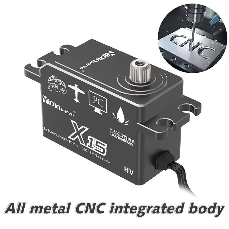 Yipinservo Digitaler bürstenloser Servomotor, Vollmetallgetriebe, Schwarz - Bild 2