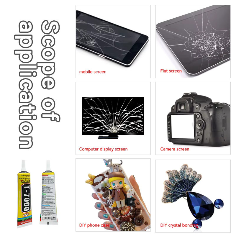 Zhanlida T7000 Kontaktklebstoff Schwarz für Handy- und Tablet-Reparaturen mit Feinadern-Applikator - Bild 4
