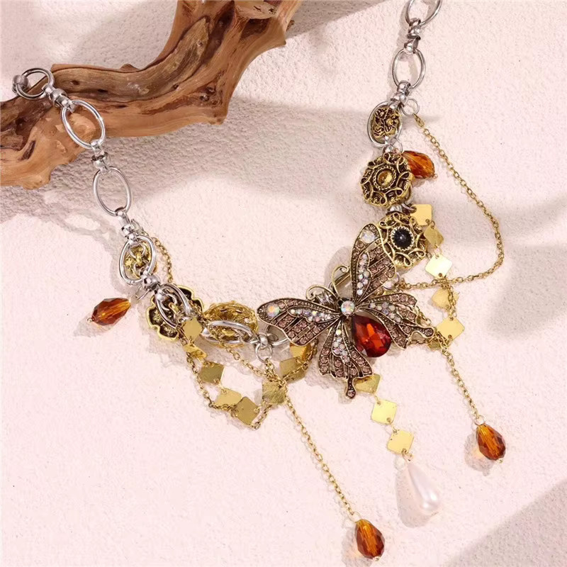 RINHOO FRIENDSHIP Halskette, Schmetterling, Perle, Messing, Damen - Bild 3