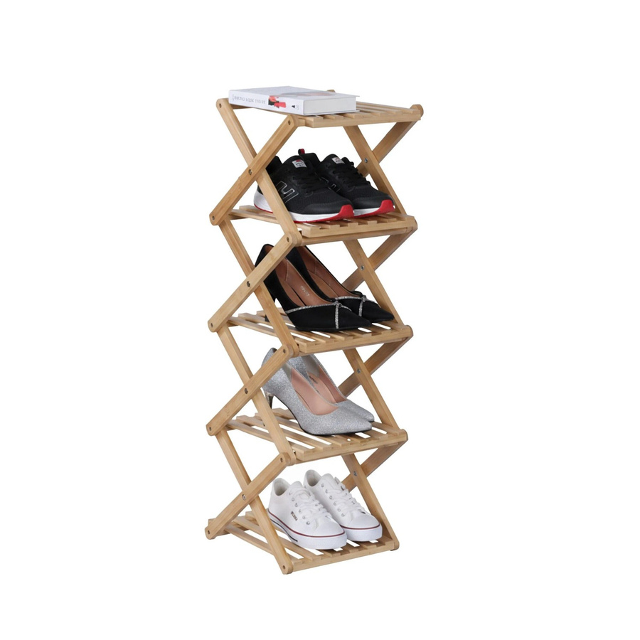 Relaxdays Schuhregal aus Bambus Natur klappbar B/T/H: 84 x 28 x 28 cm - Bild 2