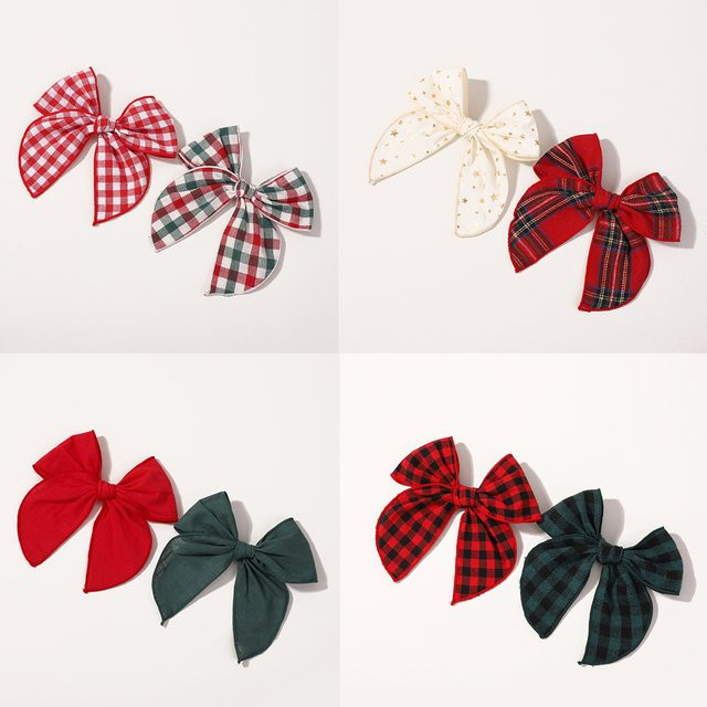Kids Bows Haarspangen mit karierter Schleife, 2 Stück, Kinder - Bild 1