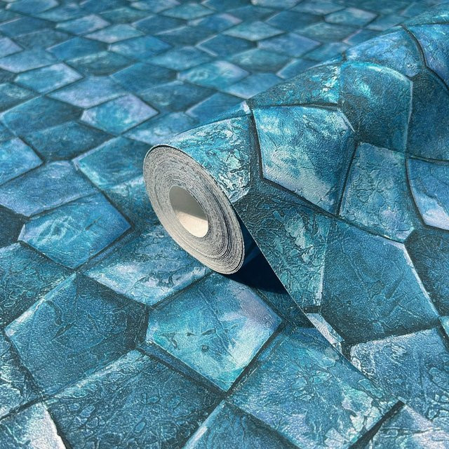 Marburg Vliestapete mit grafischem Fünfkant-Muster in Blau, modern und geometrisch, Breite: 0,7 m, Länge: 10,05 m - Bild 1