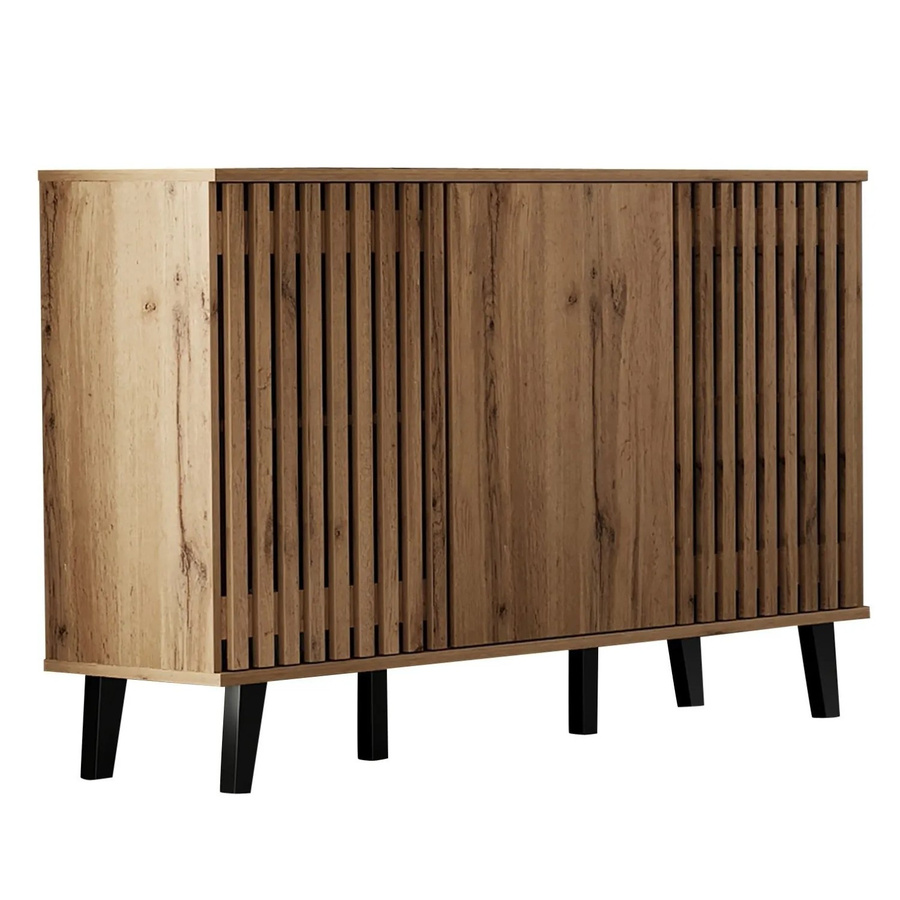 okwish Sideboard für dein Wohnzimmer mit 3 Türen und 6 Ablagen in Natur, B/T/H: 150 x 40 x 95 cm - Bild 2