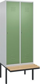 C+P Spind Classic PLUS Garderobenschrank mit Sitzbank, 2 Abteile, Zylinderschloss, 4 Garderobenhaken, B/T/H: 212 x 80 x 81,5 cm - Bild 1