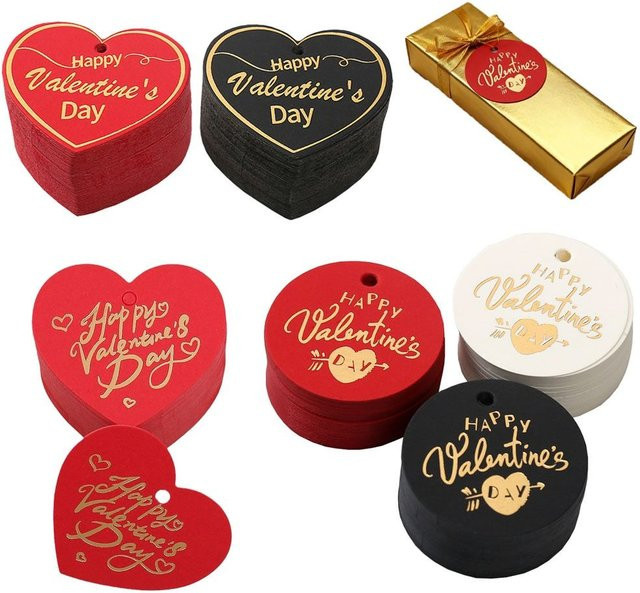100 Stück herzförmige Geschenketiketten aus Papier in Rot und Weiß für Valentinstag und DIY-Dekoration - Bild 1