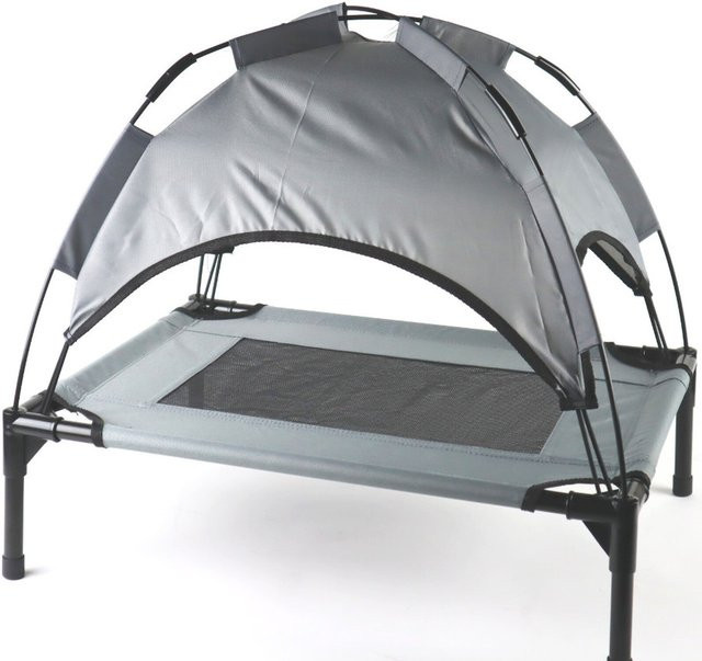 TPFLiving Tierhöhle für Hunde als wetterfestes Tierbett mit Sonnenblende in Grau - Bild 1