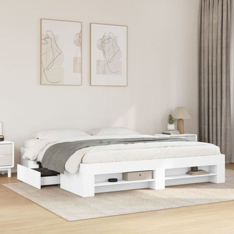 Vidaxl Funktionsbett aus Holzwerkstoff in Weiß, B/T: 200 x 200 cm - Bild 1