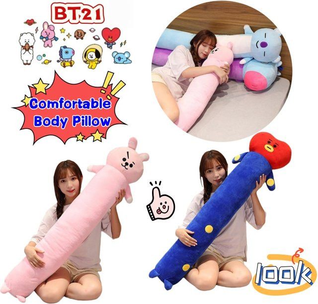 BT21 Cartoon Kissen Pink – Bequemes langes Zylinder-Kuschelkissen mit Koya, RJ, Shooky, Mang, Chimmy, Tata und Cooky - Bild 1
