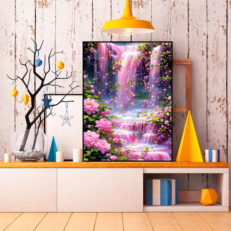 EverShine Diamant-Gemälde Wasserfall-Blume DIY-Mosaik Bastelset mit vollen Rundbohrern für eine handgefertigte Fantasie-Landschaft - Bild 3