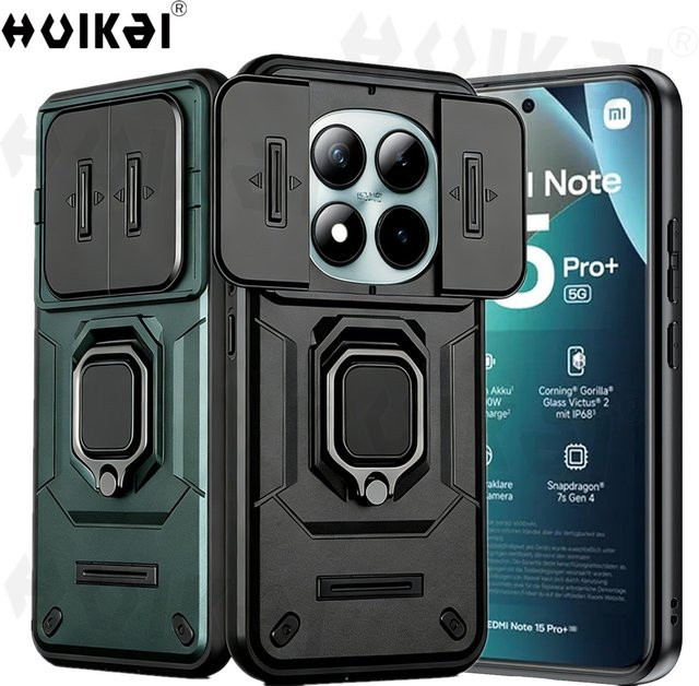 Xiaomi Kamera-Schutzhülle mit Ständer und Fallschutz für Redmi Note 15 Pro Plus 5G/4G und Redmi Note 15 Pro, Schwarz - Bild 1