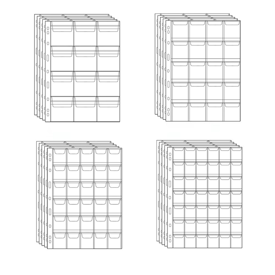 5er Set Münz-Organizer aus transparentem PVC für Euro-Münzsammlungen mit 12, 20, 30 oder 42 Taschen - Bild 3