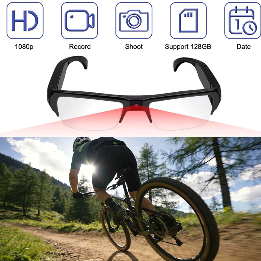 Virwir Action-Brille mit HD 1080P Videorekorder für Outdoor-Sport und Radfahren in Schwarz - Bild 3