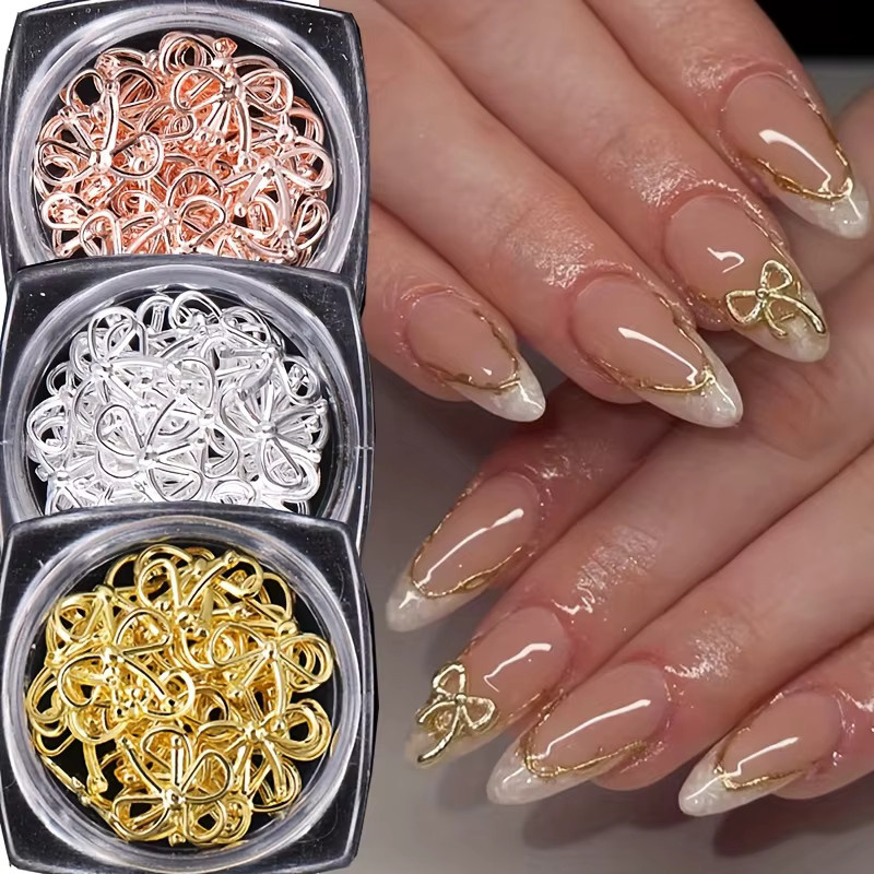 SWEET TREND Nageldekoration Weidenbögen aus Metall, Gold und Silber, 3 Stück - Bild 3
