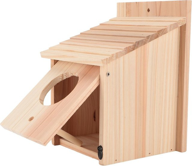 Igeteck Vogelhäuschen aus Holz mit Standpfosten in Braun für draußen - Bild 1