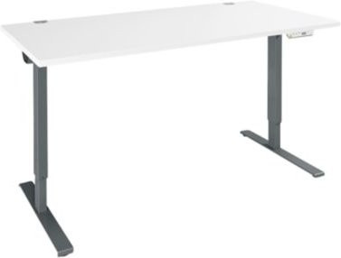 Schäfer Shop Genius Schreibtisch AERO FLEX elektrisch höhenverstellbar mit T-Fuß und Memorypanel, Breite: 120 cm, Farbe: weiß/anthrazit - Bild 1