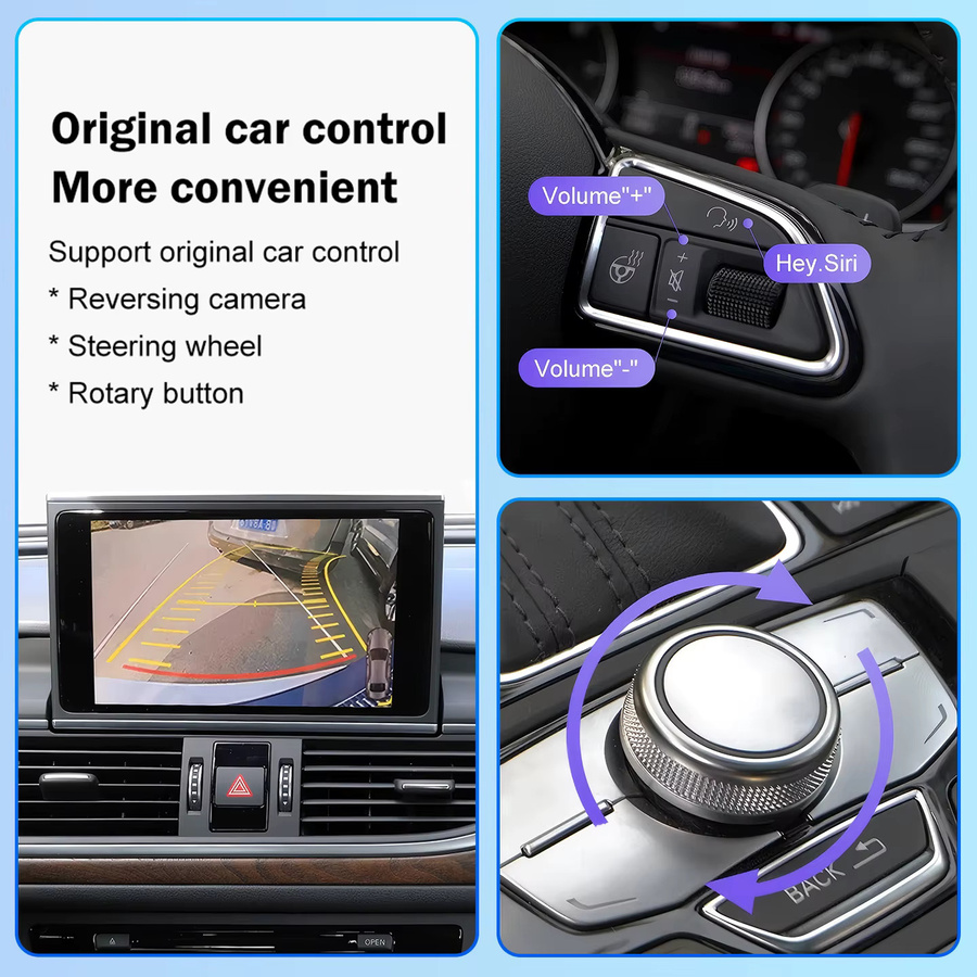 WRWD Kabelloses CarPlay und Android Auto Interface für Audi A6L und A7 2012-2015, Upgrade für das 8-Zoll Original-Autosystem, Schwarz, mit Wi-Fi und Bluetooth - Bild 4