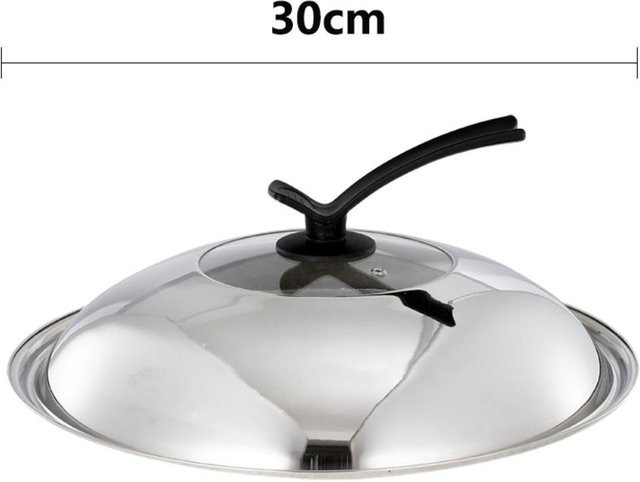 Mingzhen Kochtopfdeckel aus Glas und Edelstahl in Silber, Durchmesser: 30 cm - Bild 1