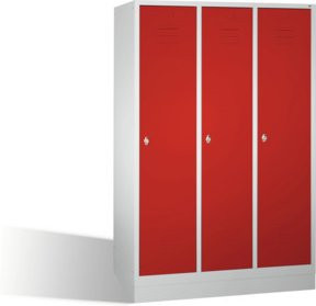 C+P Umkleidespind Classic auf Sockel mit 3 Abteilen, Front Rubinrot und Korpus Lichtgrau, H x B x T: 180 x 120 x 50 cm - Bild 1