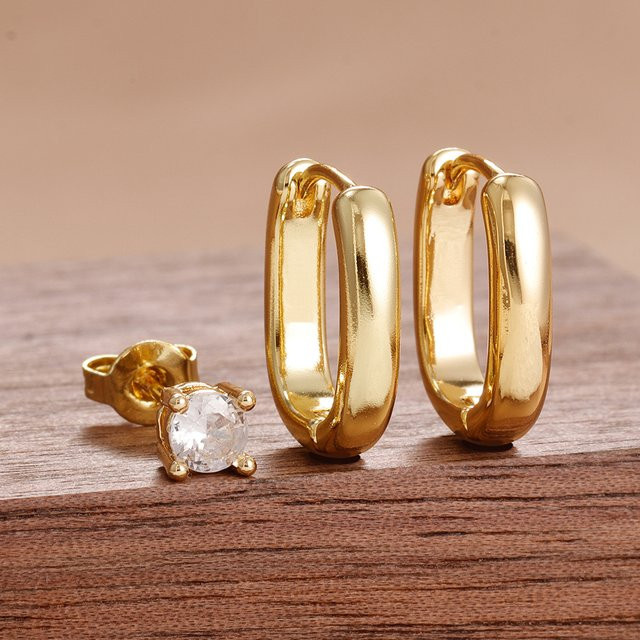Maodane Ohrringe Set, U-förmige Hoop Ohrringe, Gold, Damen - Bild 1