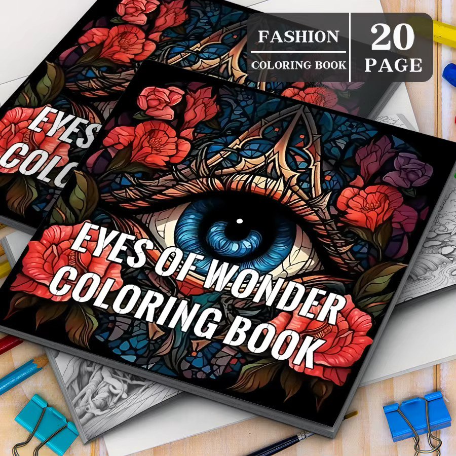 Eyes of Wonder Malbuch für Erwachsene mit 20 Seiten und fantastischem Augen-Thema in Multicolour - Bild 2