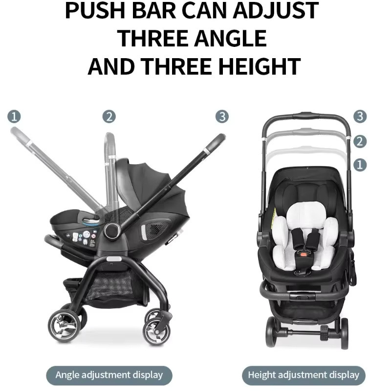 LUVCHAIN 3-in-1 Kombi-Kinderwagen mit Babyautositz für Neugeborene in Grau und Schwarz - Bild 3