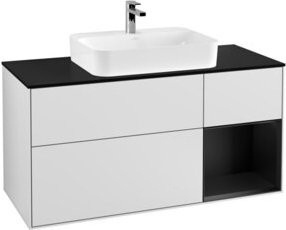 V&B Finion Waschtischunterschrank mit Wandbeleuchtung und Regalfächern, Weiß lackiert, Breite: 120 cm - Bild 1