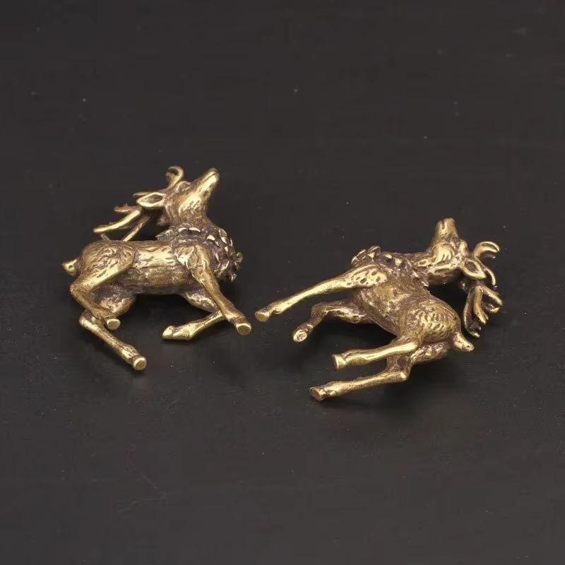 2er-Set Vintage Hirsch Ornamente aus Messing und Kupfer in Gold für deine Wohnkultur - Bild 4