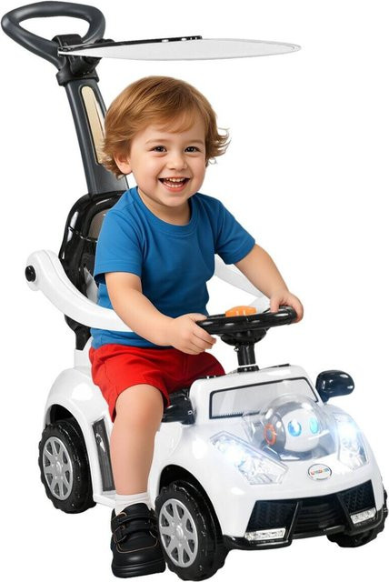 AIYAPLAY Rutschauto Kinderfahrzeug weiß mit Schubstange für 12 Monate - Bild 3