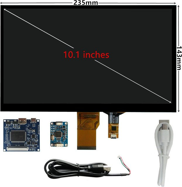 Heyman 10,1 Zoll LCD-Monitor mit resistivem Touchscreen und HDMI-Anschluss in Schwarz für Raspberry Pi und Banana Pi - Bild 1