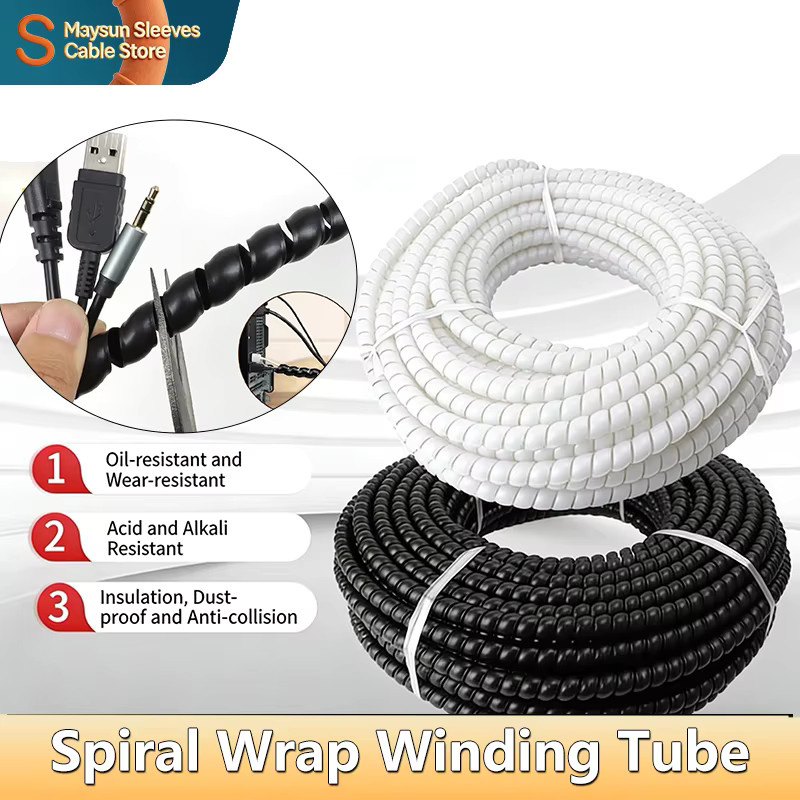 Flexibler Kabelschutz Spiralwickelrohr aus Kunststoff in Schwarz oder Weiß, Durchmesser: 8-20 mm, Länge: 1-10 m - Bild 2